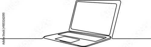 Laptop computer continuous one line drawing with isolate simple outline vector illustration. one line Art icon drawing
