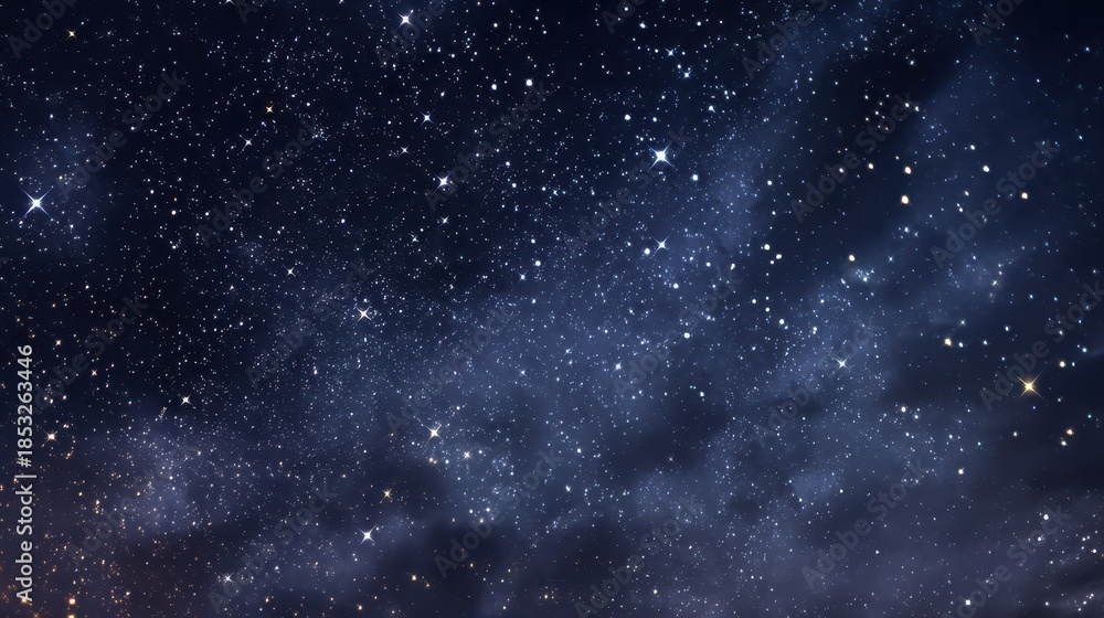 Fototapeta premium Night sky dotted with dim stars, creating a subtle, atmospheric backdrop suitable for backgrounds or design use. 