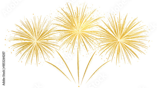 golden fireworks isolated on transparent background
