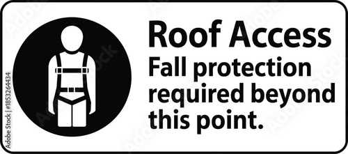 Roof Access Fall Protection Required Beyond This Point Safety Sign