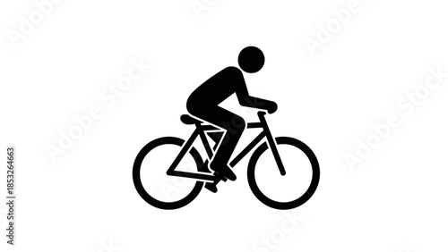 Simple black silhouette of a cyclist riding a bicycle side view