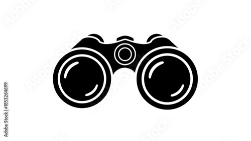 A simple black and white illustration of a pair of binoculars