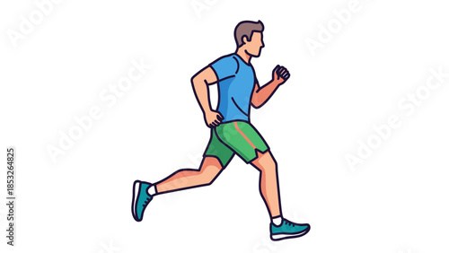 A digital illustration of a man actively running in athletic attire