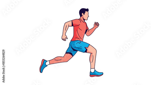 A cartoon illustration of a man actively running with energetic movement