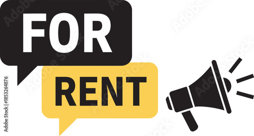 Real estate promotion For rent template icon isolate vector art, editable stroke 3