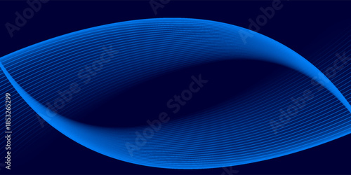 Flowing dark blue curve shape with soft gradient vector abstract background, relaxing and tranquil art, can illustrate health medical or sound of music.