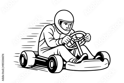 Vector illustration of a go-kart racer in action