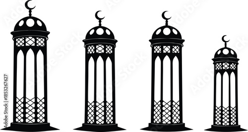 Vintage birdcage vector silhouette featuring antique church architecture and an open design symbolizing freedom and an empty prison