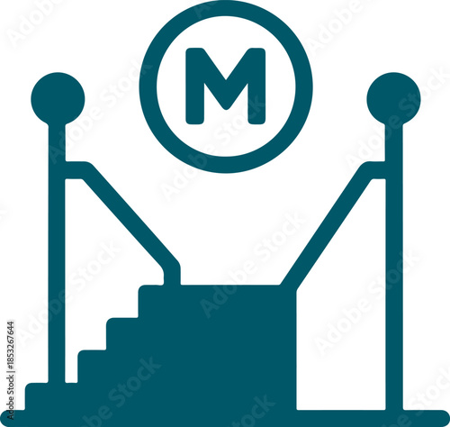 Staircase with m logo isolated on white background