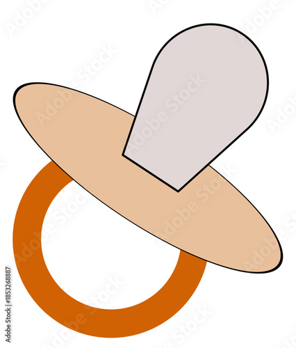 Minimalist Orange and Tan Baby Pacifier Graphic with Neutral Tones for Infant Accessory Illustrations