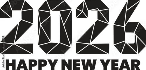 2026 Happy New Year black logo text design. Happy New Year 2026 vector icons for greeting card or calendar cover design