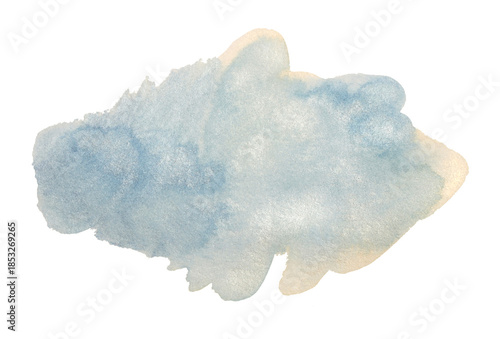 Wallpaper Mural Glow blue, beige nacre silver glitter metallic ink watercolor smear brush stroke stain cloud blot isolated on white background. Torontodigital.ca