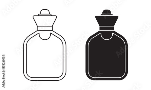 Hot Water Bottle Icon in Outline and filled Vector