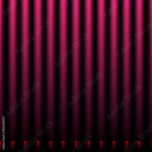 A luxurious purple and red velvet curtain backdrop features a soft silk texture and elegant stage lighting, creating a professional theatre illustration for cinema and entertainment show designs