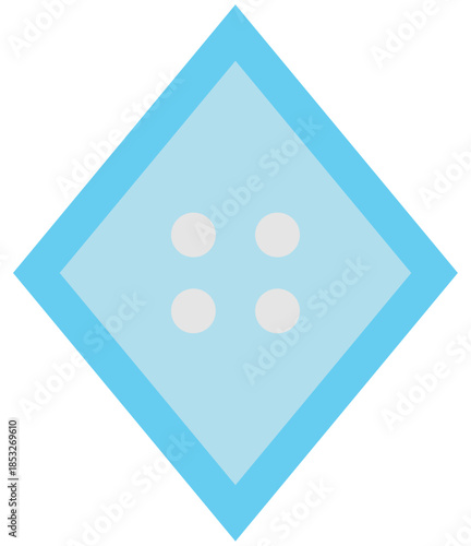 Minimalist Light Blue Diamond Sewing Button Icon for Crafting Projects and Kids Fashion Design