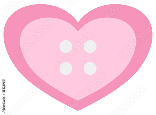 Minimalist Pink Heart Sewing Button Icon for Valentine Crafts and Romantic Fashion Design