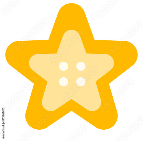 Minimalist Yellow Star Sewing Button Icon for Crafting Projects and Kids Fashion Design