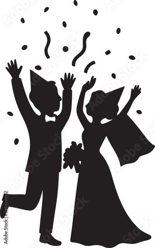 Celebrating graduation success isolated on white background