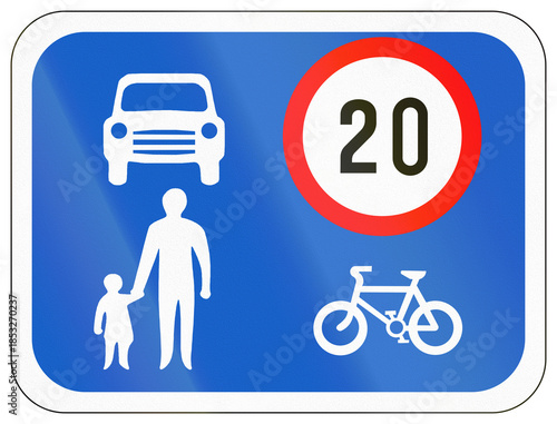 Regulatory road sign used in Ireland - Shared Zone