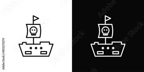 Pirate ship icons for UI elements. High-quality vector illustration.