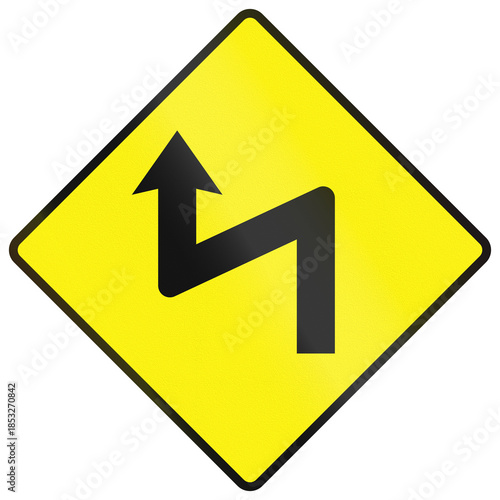 Free Download Warning road sign used in Ireland - Double turn first to the left - GFXLoad