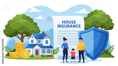 Homeowners insurance policy for a family, securing their property against potential risks and providing peace of mind