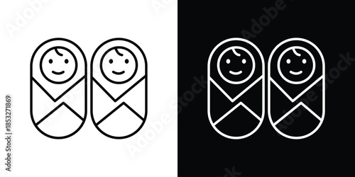 Twin icons for UI elements. High-quality vector illustration.