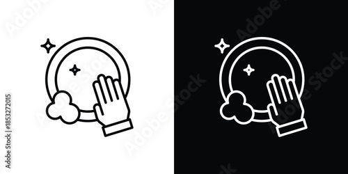 Washing dishes icons for UI elements. High-quality vector illustration.