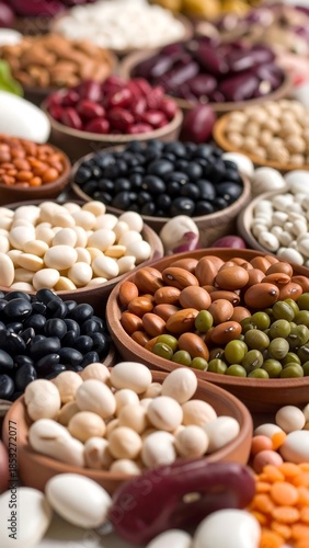 Assorted beans in bowls