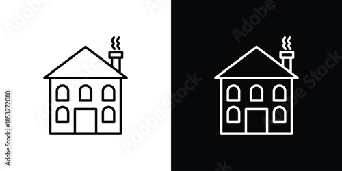 Winter Cabin icons for UI elements. High-quality vector illustration.