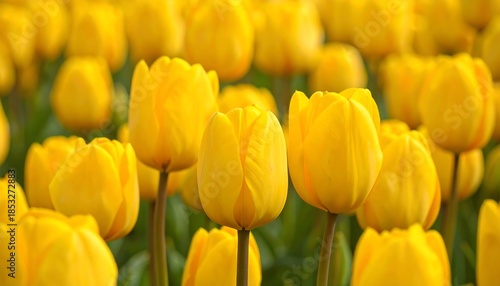 Bright yellow tulips in bloom