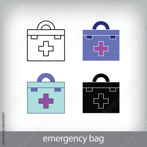 Modern, medical bag icon set design. Creative healthcare design.