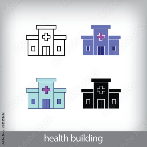Modern, hospital building landmark set design. Creative healthcare design.