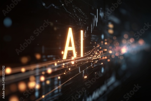 Dynamic visualization of artificial intelligence concepts, showcasing data analytics and technology integration for enhanced business intelligence and future innovations. Cipher 