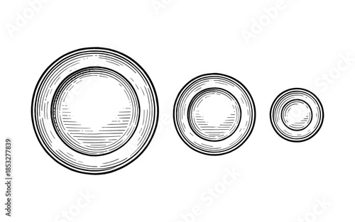 Hand drawn concentric circles pattern in black and white