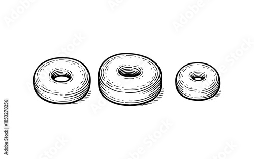 Hand drawn vintage donuts with detailed sketch art style