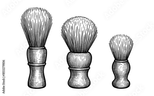 Vintage wood handle shaving brushes: classic grooming tools illustration