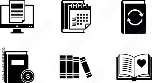 Black and White Library catalog Set for Finance & Banking