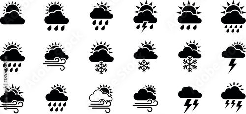 Black and White Weather icons set Set for Illustrations