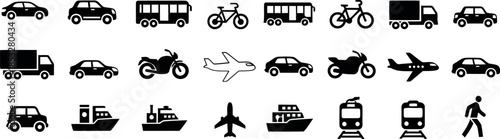 Black and White Transport icons Set for Icons & Symbols