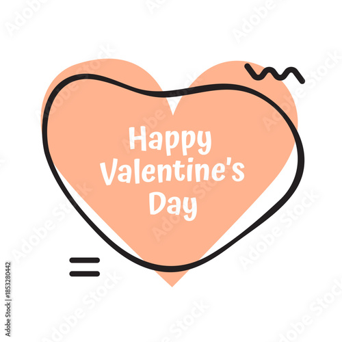 Modern Valentine's Day greeting card with pink heart and abstract graphic elements