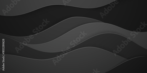Dark gray wavy layers on a black background, smooth and flowing, creating a sense of movement and depth.
