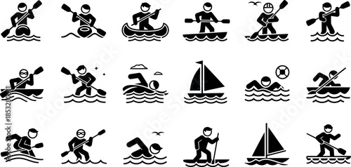 Black and White Water sports Set for Activities & Sports