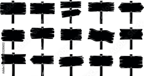 Black and White Signpost Set for Illustrations