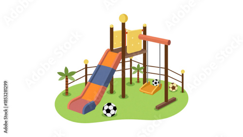 Vector illustration play ground in field