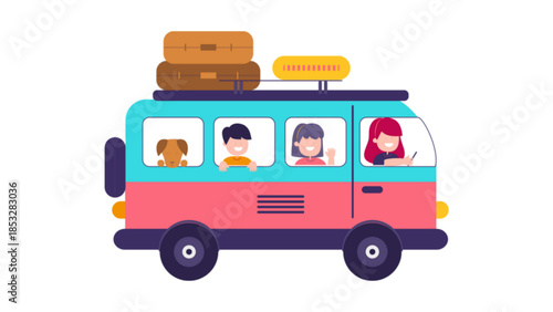 Happy holiday travel with mini bus