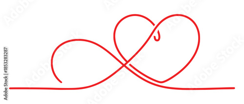 Red Infinity Heart Line Art, Eternal Love Symbol