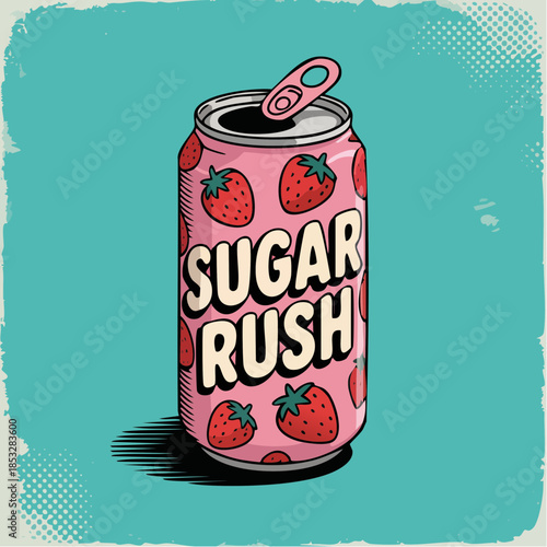 vector illustration of strawberry soda