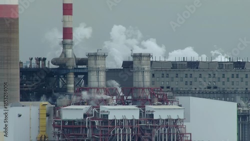 Buenos Aires Industrial Waterfront With Smokestacks, View From Vessel Approaching Port 