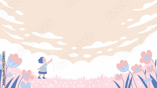 background with flowers and butterflies